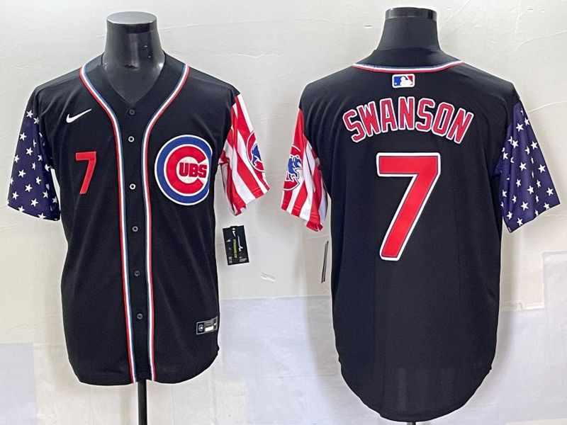 Men 2025 Chicago Cubs #7 Swanson Black a generation of national flags Joint Name Nike MLB Jersey style 43->chicago cubs->MLB Jersey
